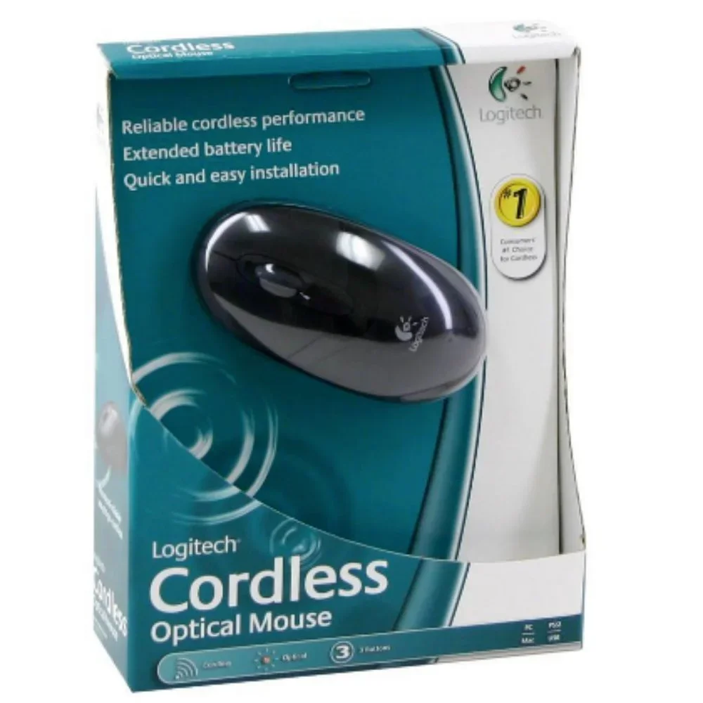 Logitech 3-Button Wireless Optical Mouse (Black) NWT